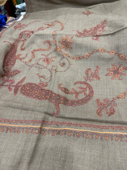 Beautiful designer Kashmiri embroidered pure pashmina shawl