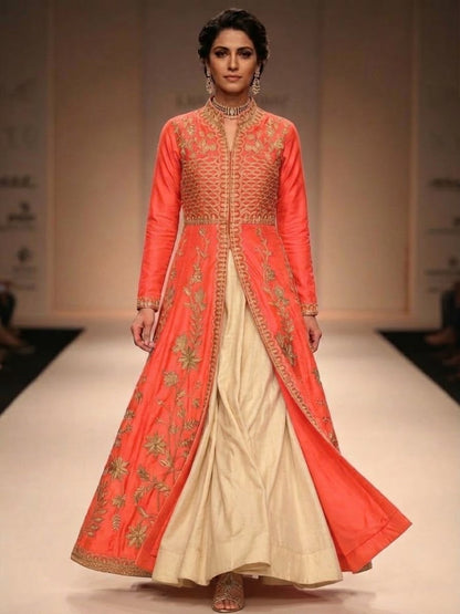 Beautiful designer indo western 2 piece front open suit