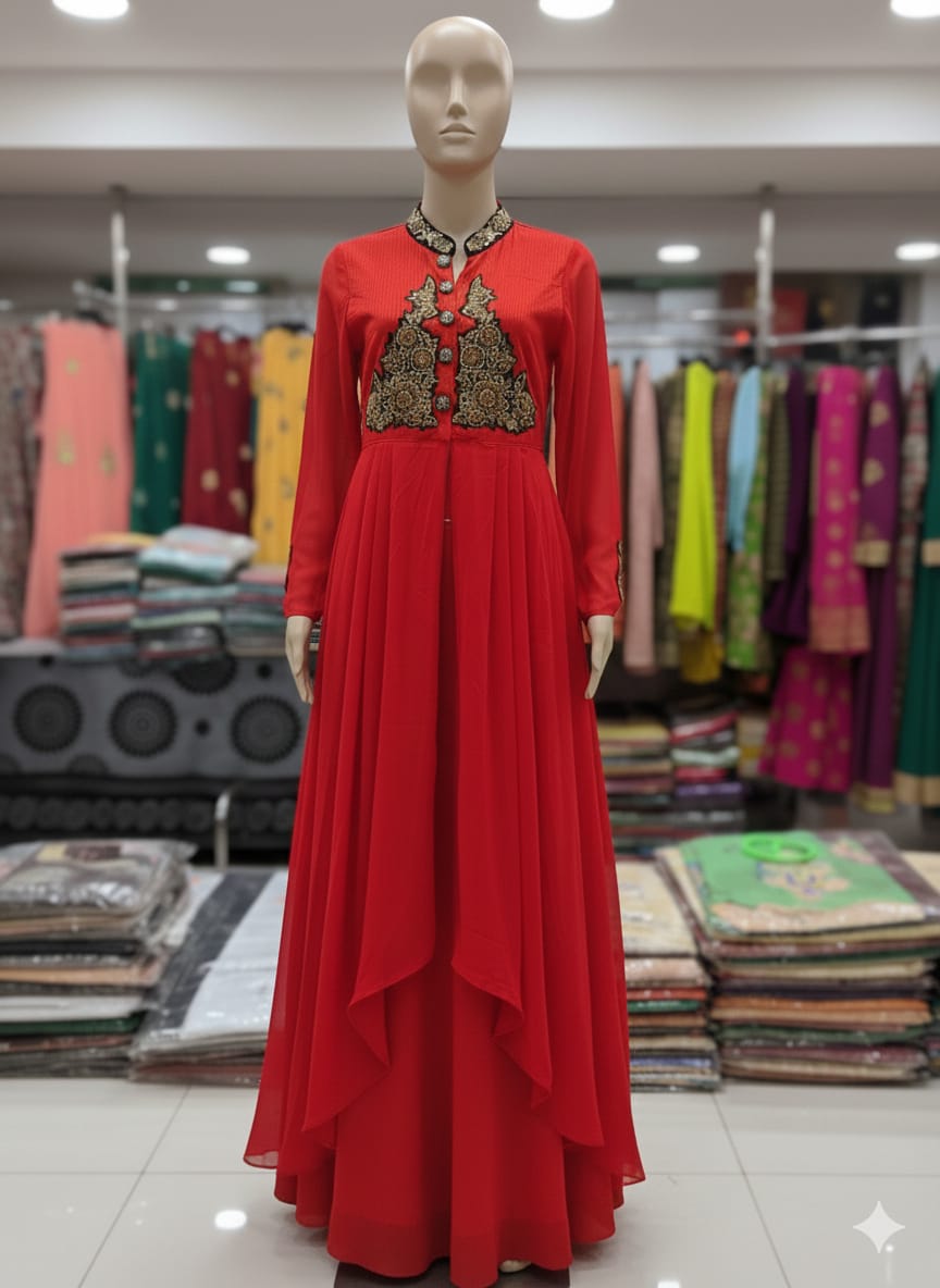 Beautiful designer long top lengha suit