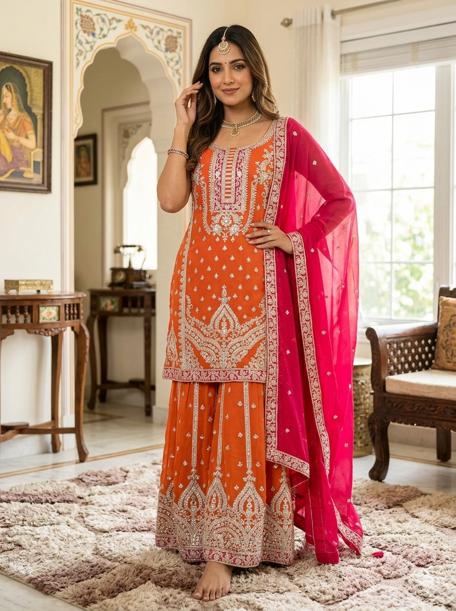 Beautiful designer plazo suit