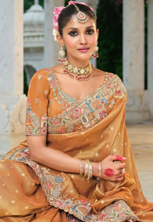 Beautiful designer Silk Jacquard Scalloped Saree