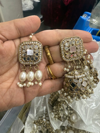 Beautiful designer bahubali jhumki with bindi