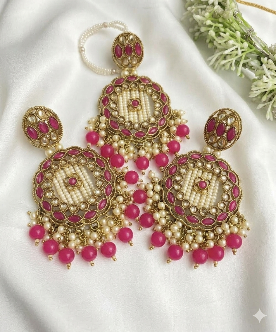 Beautiful designer earrings tikka set