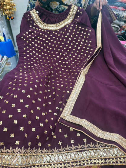 Beautiful designer sleeveless plazo suit