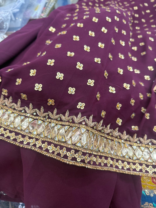 Beautiful designer sleeveless plazo suit