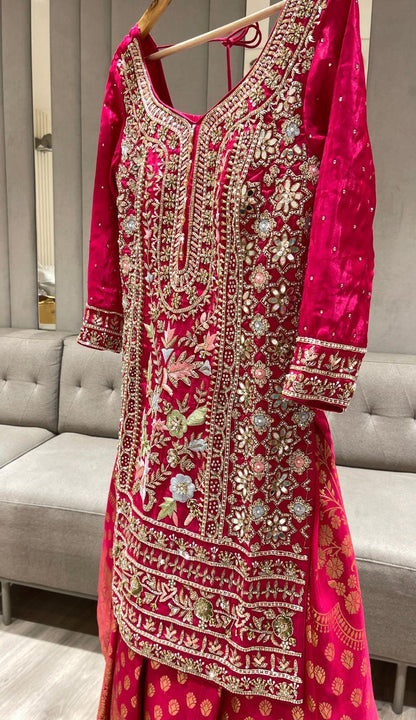 Beautiful designer stone Embroidred Party Wear plazo suit