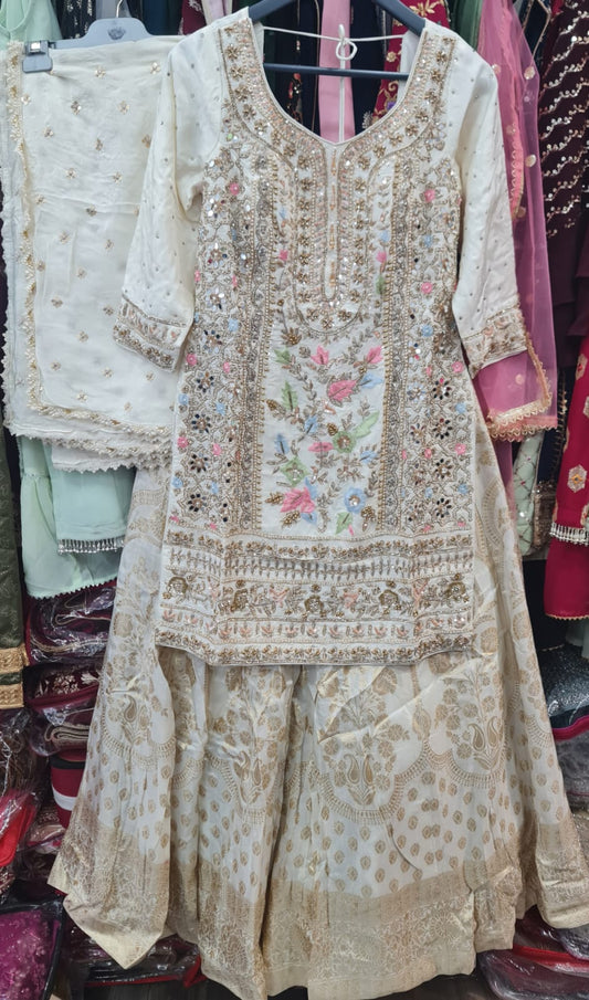 Beautiful designer stone Embroidred Party Wear plazo suit