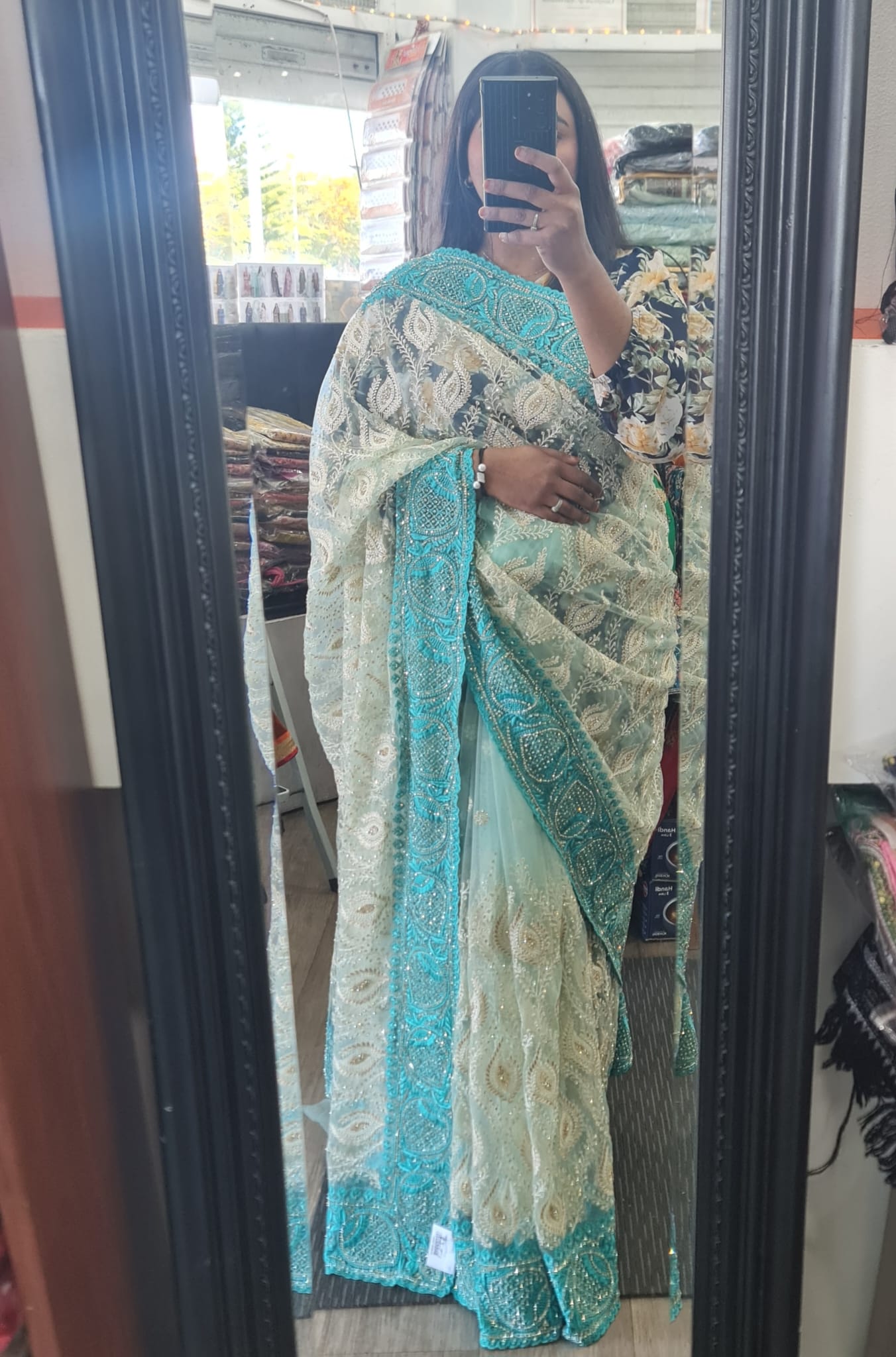 Beautiful designer fully lucknowi embroidery net saree