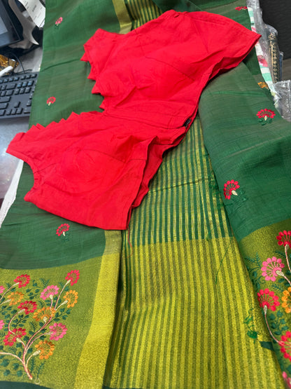 Beautiful designer saree blouse combo