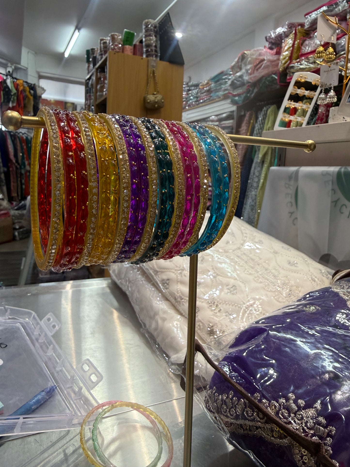 Beautiful designer multicolor raindrop bangles set