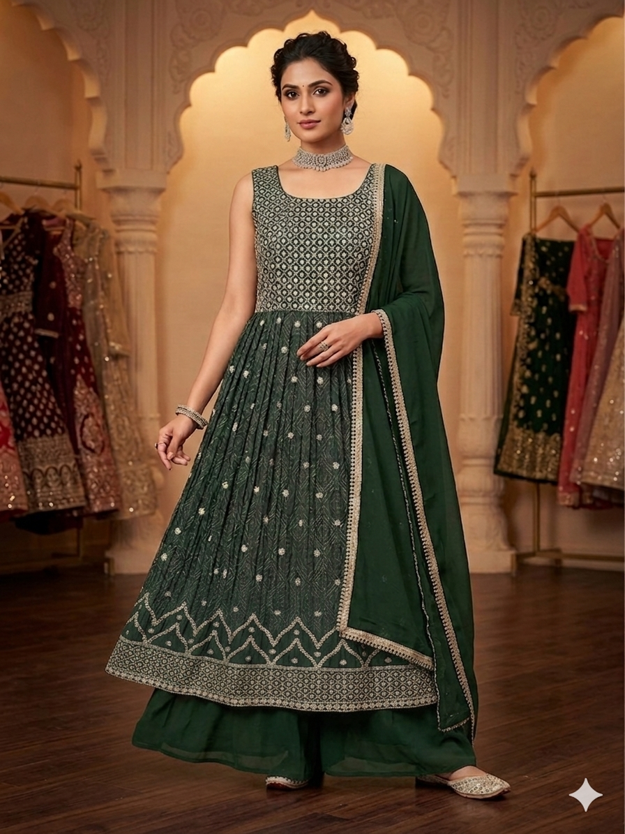 Beautiful designer Naira cut plazo suit