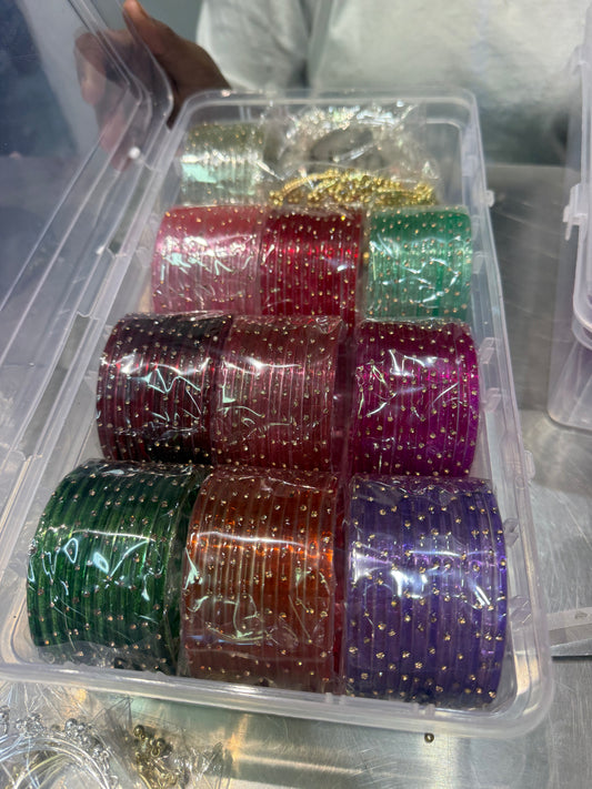 Beautiful designer glass bangles set with Kashmiri bangles