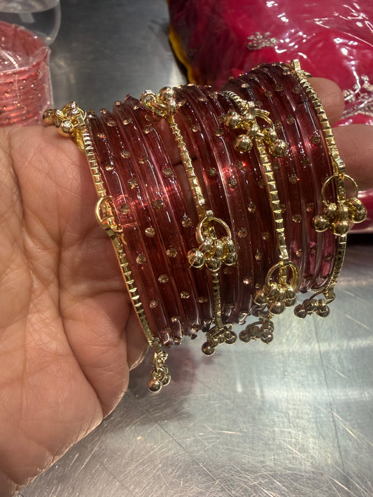 Beautiful designer glass bangles with Kashmiri bangles