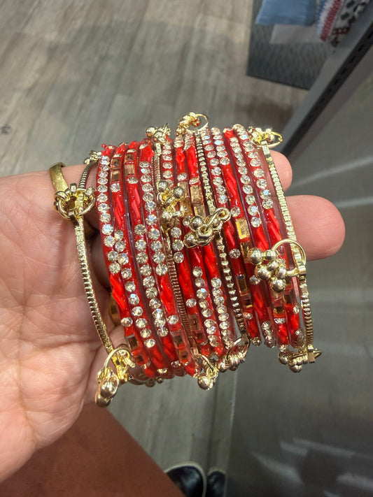 Beautiful designer glass bangles with Kashmiri bangles