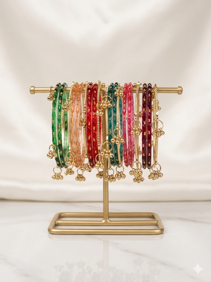 Beautiful designer multicolor raindrop bangles with Kashmiri bangles
