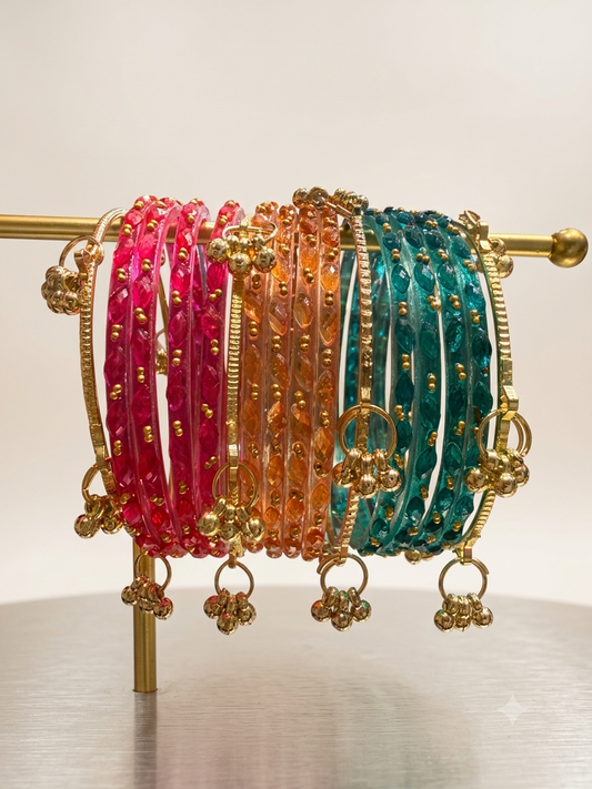 Beautiful designer multicolor raindrop bangles with Kashmiri bangles