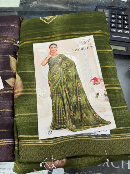 Beautiful designer shimmer ciffon saree