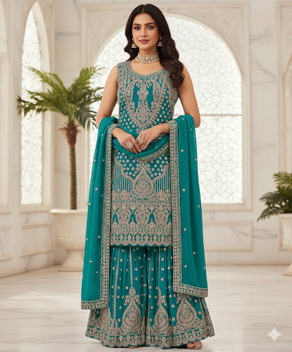 Beautiful designer plazo suit