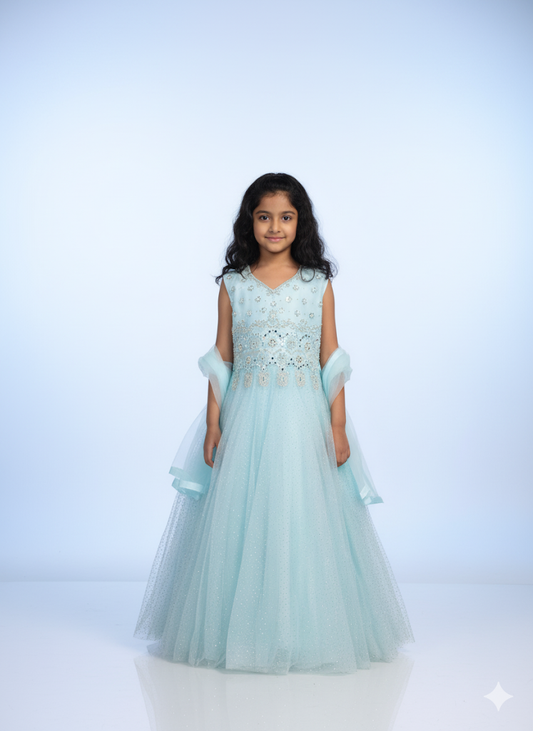Beautiful designer gown style anarkali suit for kids