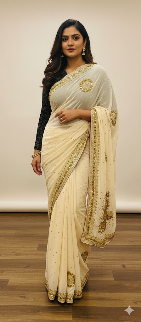 Beautiful designer fully embroidery saree