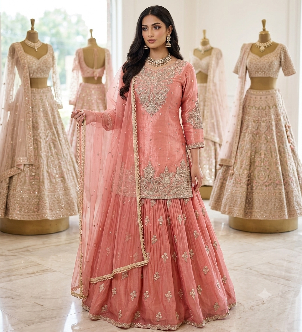 Beautiful designer long top lengha