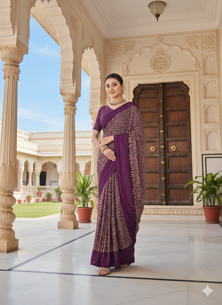 Beautiful designer brasso gorgette saree