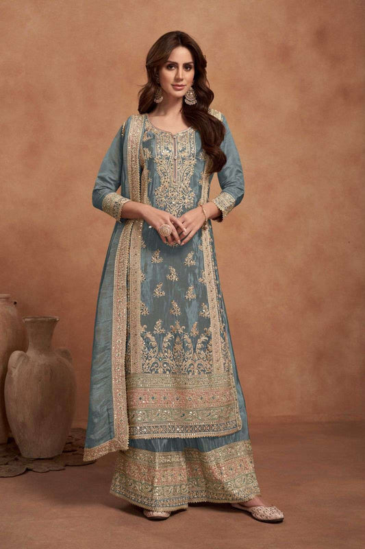 Beautiful designer semi stitched plazo suit
