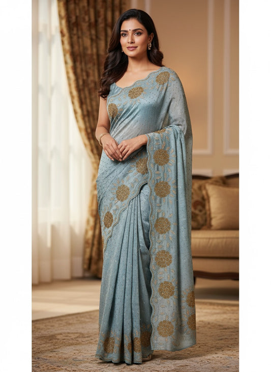 Beautiful designer fully embroidery saree