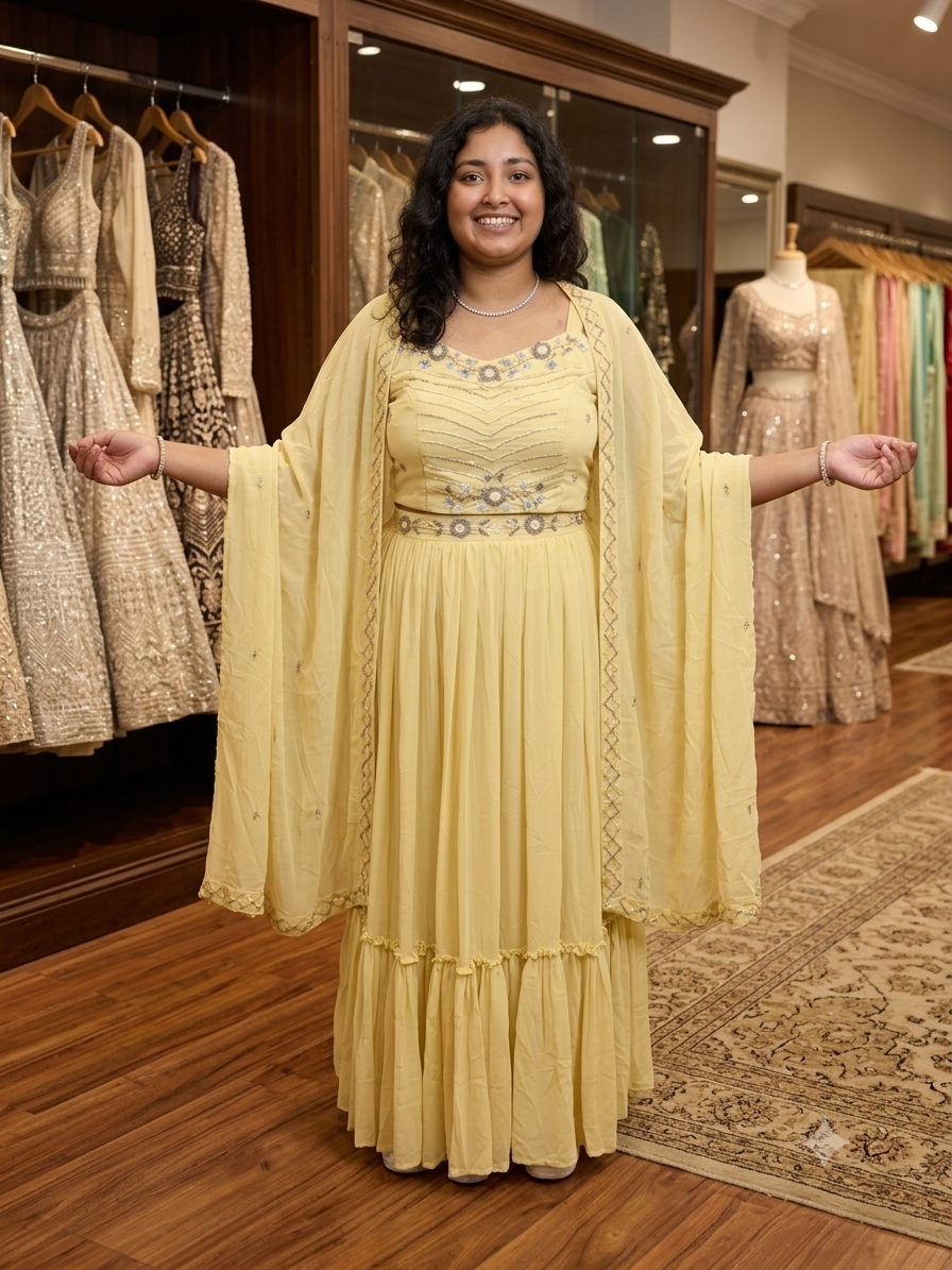Beautiful designer lengha top with shrug