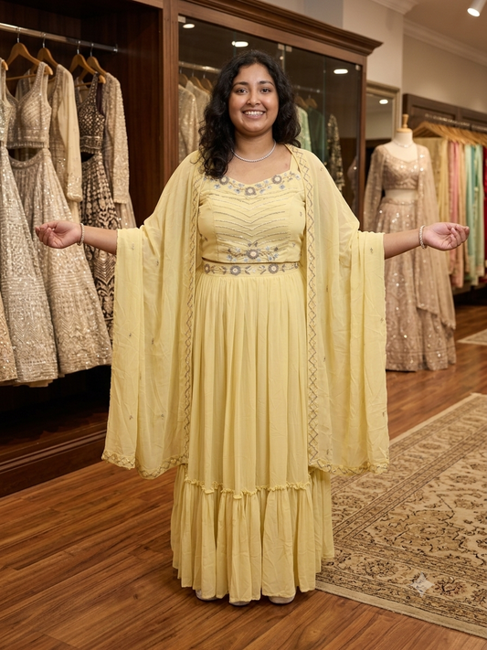 Beautiful designer lengha top with shrug