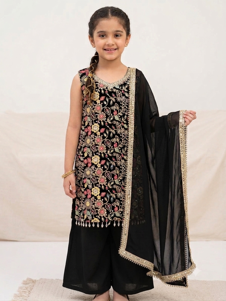 Beautiful designer kids plazo suit