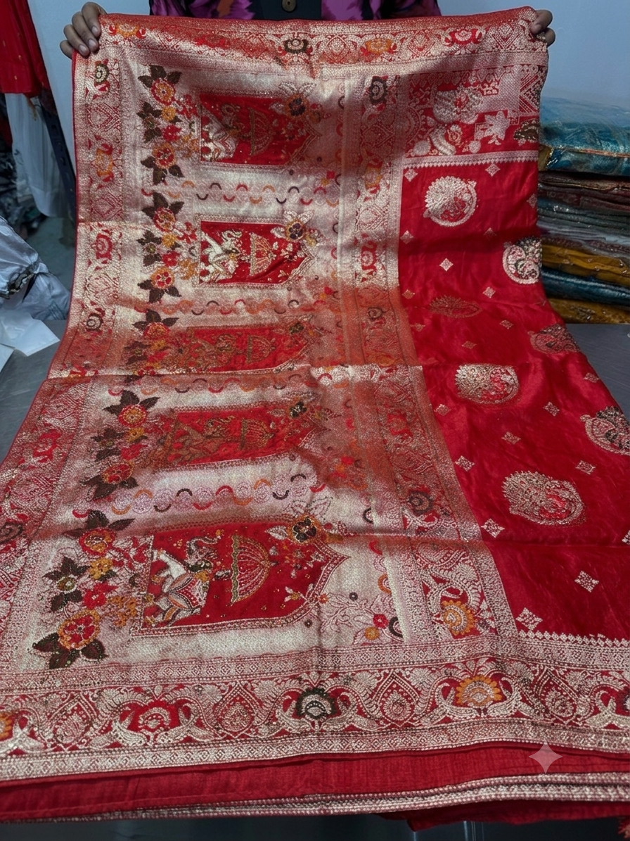 Beautiful designer pure silk saree with matching dupatta
