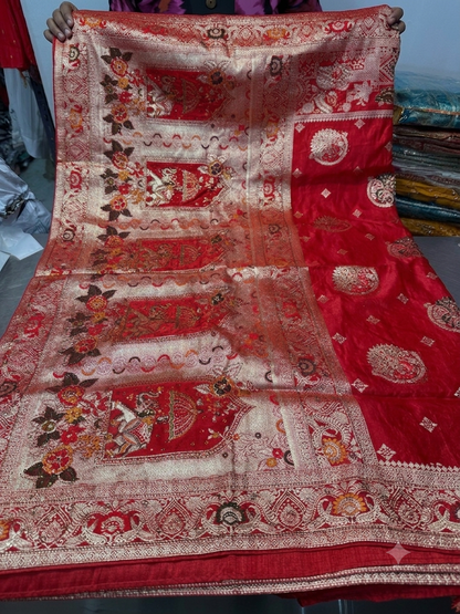 Beautiful designer pure silk saree with matching dupatta