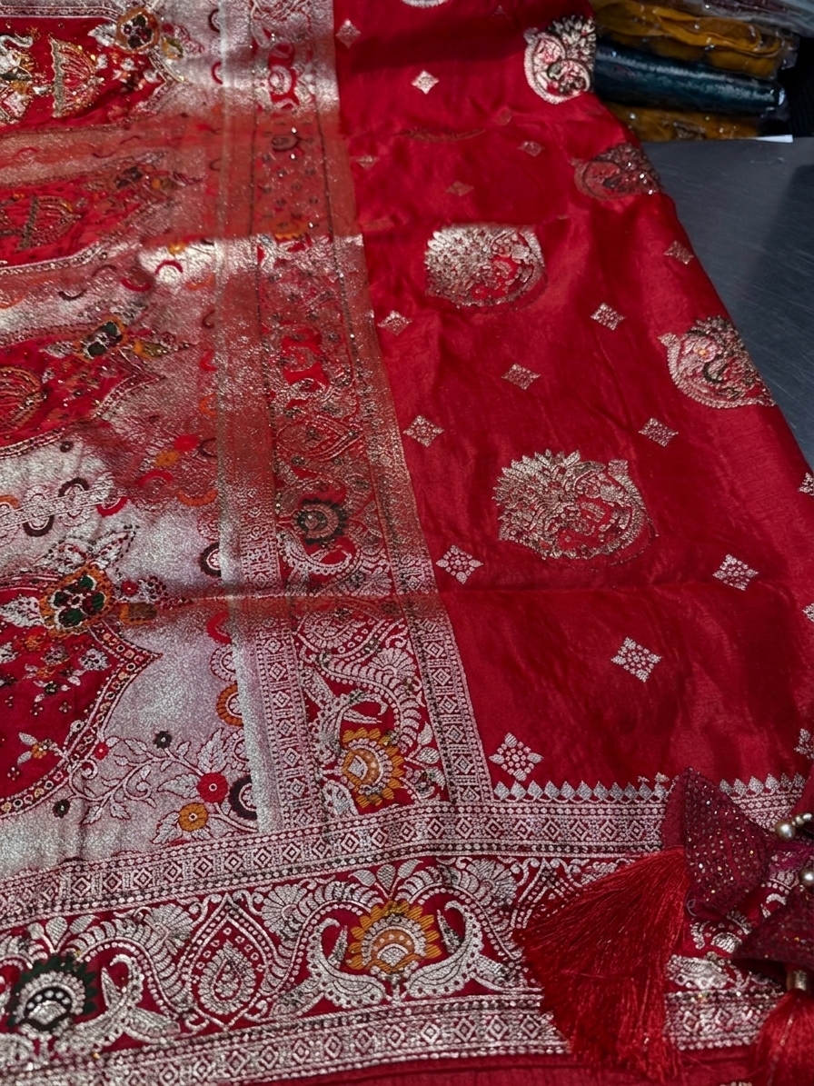 Beautiful designer pure silk saree with matching dupatta