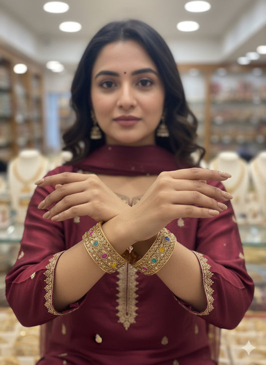 Beautiful designer polki screw kara