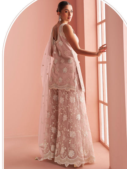 Beautiful designer plazo suit with embroidery