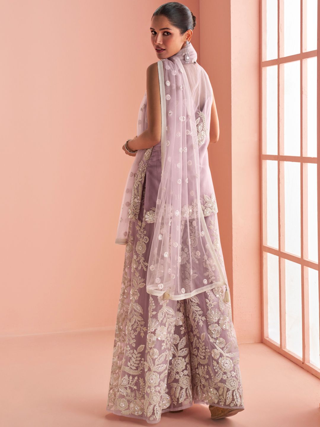 Beautiful designer plazo suit with embroidery