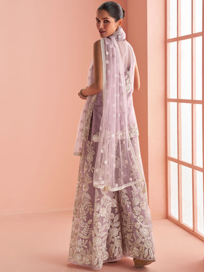 Beautiful designer plazo suit with embroidery