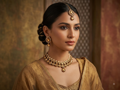 Beautiful designer necklace set with earring and bindi