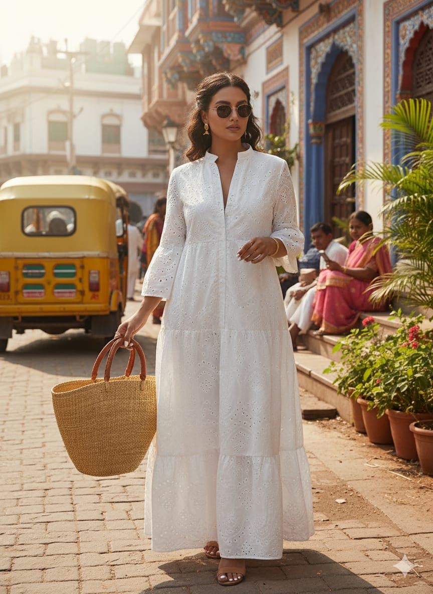 Beautiful designer lucknowi Embroidery Kurti style dress