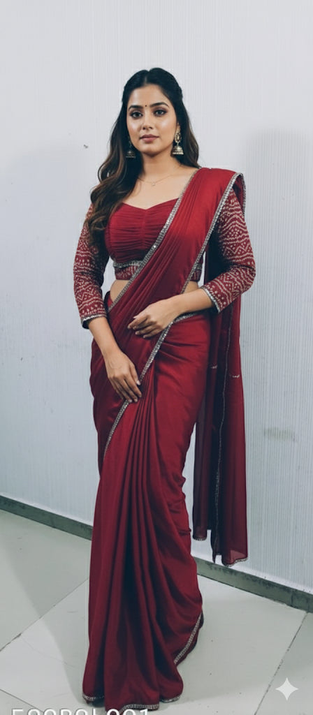 Beautiful designer saree with readymade blouse