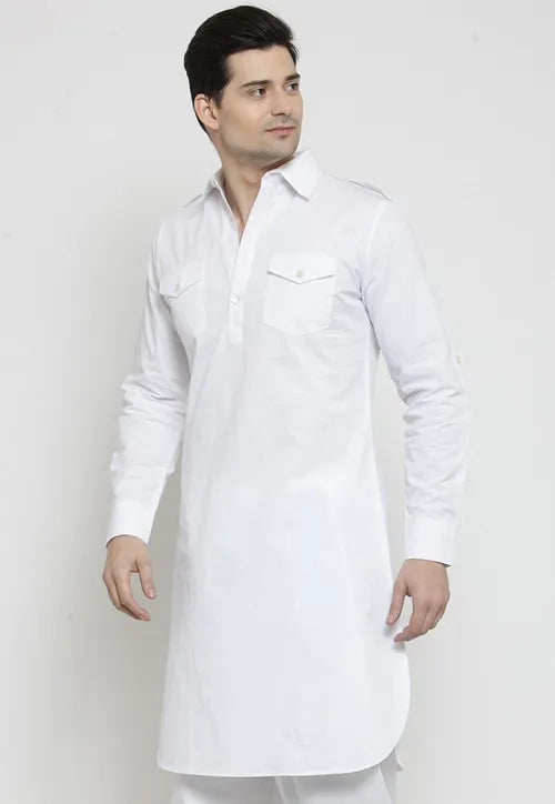 Beautiful designer Cotton Blend Pathani Kurta Pyjama Suit