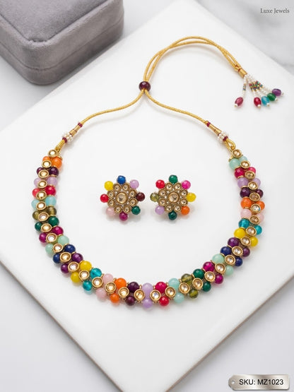 Beautiful designer necklace set with matching stud earrings