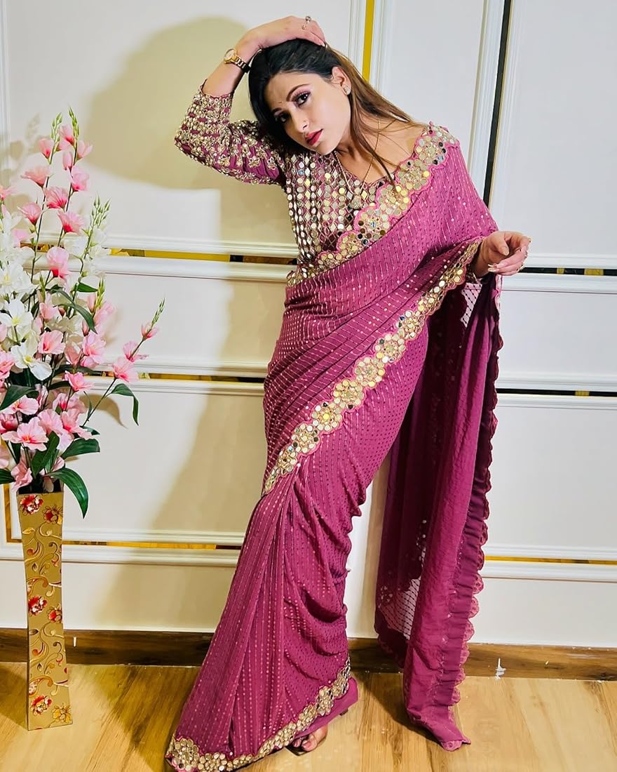 Beautiful designer Designer Mirror Work sarees
