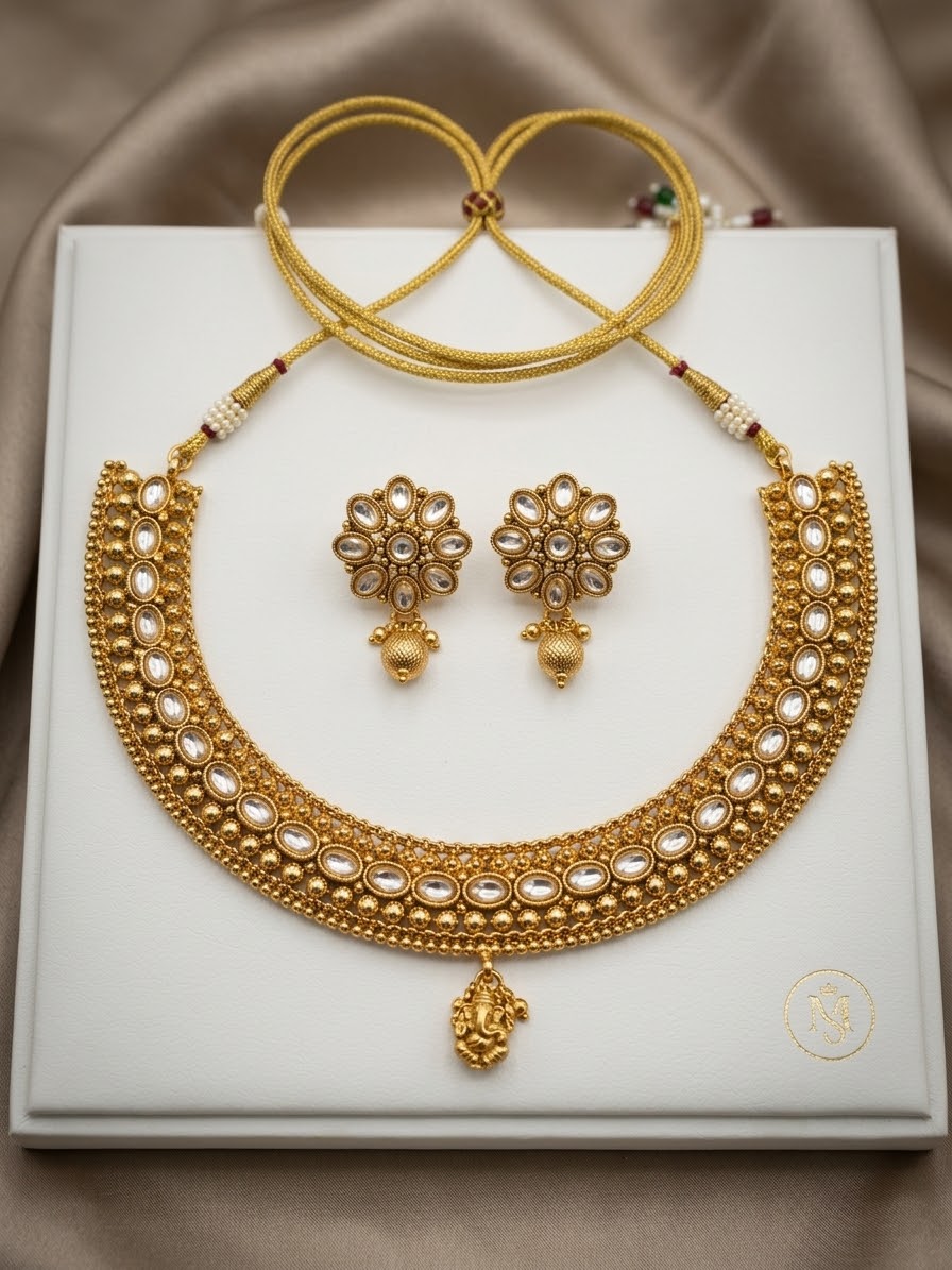 Beautiful designer polki necklace set