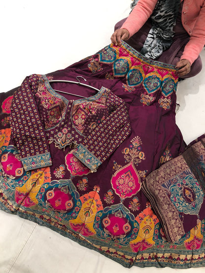 Beautiful designer ready made brocade lengha choli