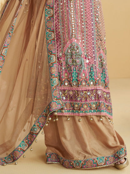 Beautiful designer fully embroidery plazo suit