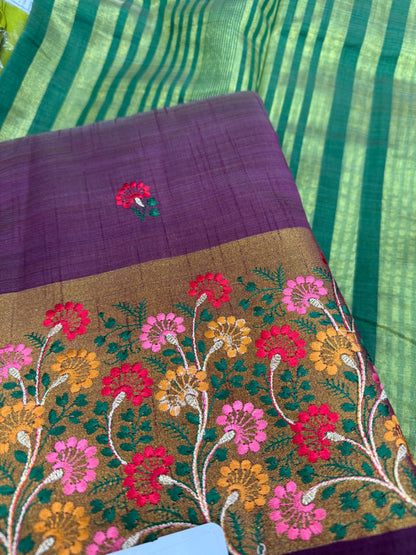 Beautiful designer embroidery silk saree.
