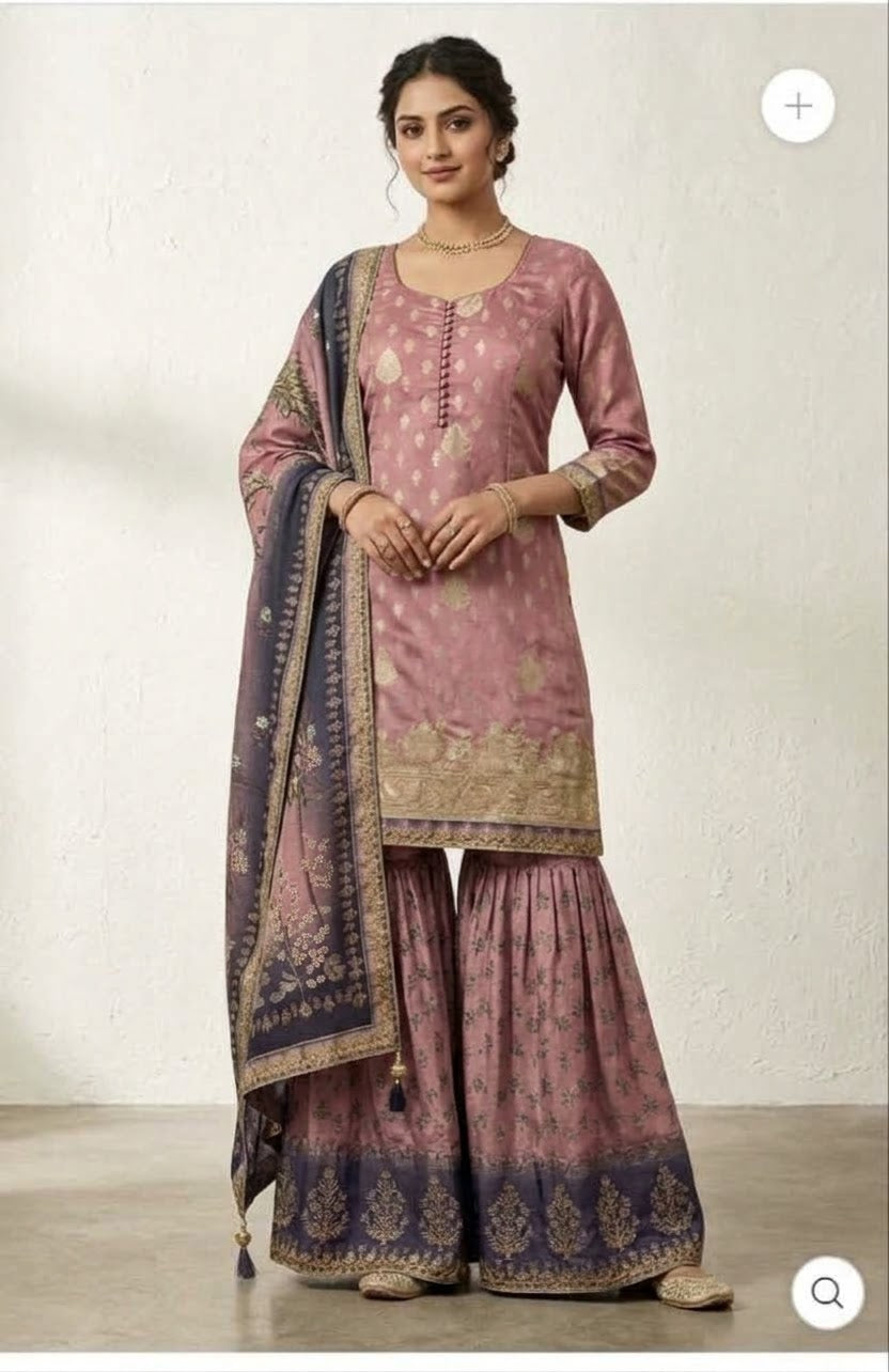 Beautiful designer floral sharara suit