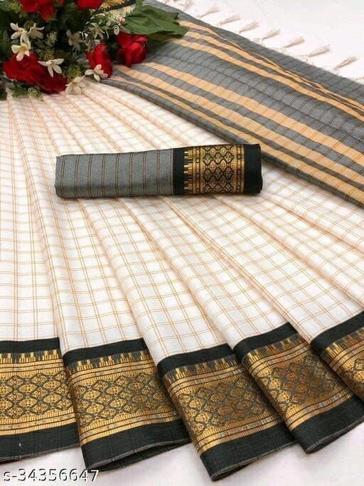 Beautiful designer chettinad checked silk saree